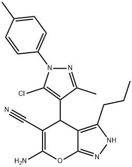 6-amino-4-[5-chloro-3-methyl-1-(4-methylphenyl)-1H-pyrazol-4-yl]-3-propyl-2,4-dihydropyrano[2,3-c]pyrazole-5-carbonitrile Structure