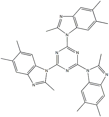 1-[4,6-bis(2,5,6-trimethyl-1H-benzimidazol-1-yl)-1,3,5-triazin-2-yl]-2,5,6-trimethyl-1H-benzimidazole Structure