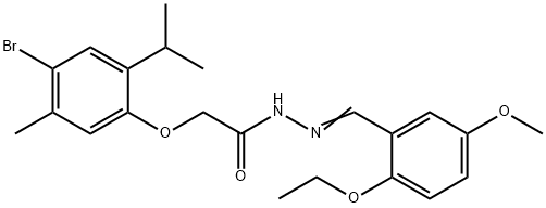 2-(4-bromo-2-isopropyl-5-methylphenoxy)-N'-(2-ethoxy-5-methoxybenzylidene)acetohydrazide 구조식 이미지