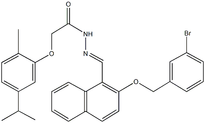 N'-({2-[(3-bromobenzyl)oxy]-1-naphthyl}methylene)-2-(5-isopropyl-2-methylphenoxy)acetohydrazide 구조식 이미지