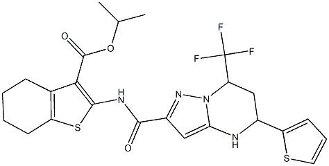 isopropyl 2-({[5-(2-thienyl)-7-(trifluoromethyl)-4,5,6,7-tetrahydropyrazolo[1,5-a]pyrimidin-2-yl]carbonyl}amino)-4,5,6,7-tetrahydro-1-benzothiophene-3-carboxylate 구조식 이미지