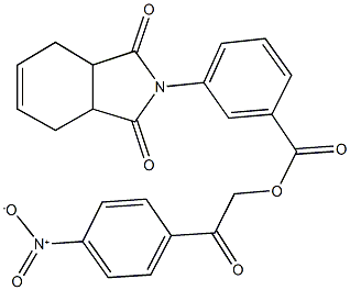 2-{4-nitrophenyl}-2-oxoethyl 3-(1,3-dioxo-1,3,3a,4,7,7a-hexahydro-2H-isoindol-2-yl)benzoate 구조식 이미지