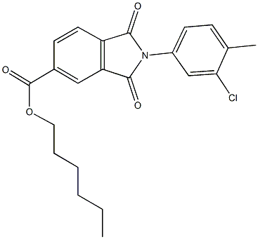 hexyl 2-(3-chloro-4-methylphenyl)-1,3-dioxoisoindoline-5-carboxylate Structure