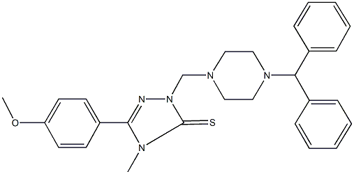 2-[(4-benzhydryl-1-piperazinyl)methyl]-5-(4-methoxyphenyl)-4-methyl-2,4-dihydro-3H-1,2,4-triazole-3-thione 구조식 이미지