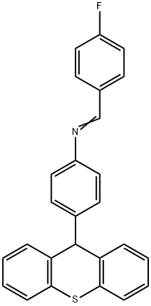 N-(4-fluorobenzylidene)-N-[4-(9H-thioxanthen-9-yl)phenyl]amine Structure