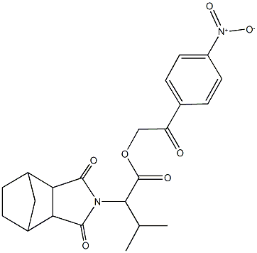 2-{4-nitrophenyl}-2-oxoethyl 2-(3,5-dioxo-4-azatricyclo[5.2.1.0~2,6~]dec-4-yl)-3-methylbutanoate Structure