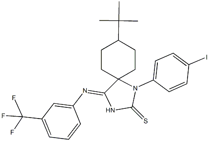 8-tert-butyl-1-(4-iodophenyl)-4-{[3-(trifluoromethyl)phenyl]imino}-1,3-diazaspiro[4.5]decane-2-thione Structure