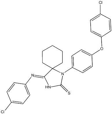 1-[4-(4-chlorophenoxy)phenyl]-4-[(4-chlorophenyl)imino]-1,3-diazaspiro[4.5]decane-2-thione Structure