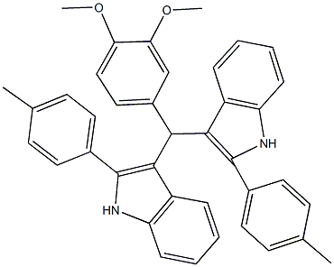 3-{(3,4-dimethoxyphenyl)[2-(4-methylphenyl)-1H-indol-3-yl]methyl}-2-(4-methylphenyl)-1H-indole 구조식 이미지