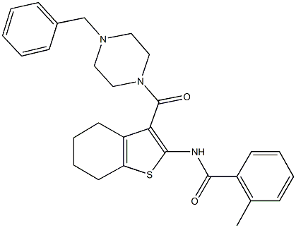 N-{3-[(4-benzyl-1-piperazinyl)carbonyl]-4,5,6,7-tetrahydro-1-benzothien-2-yl}-2-methylbenzamide Structure