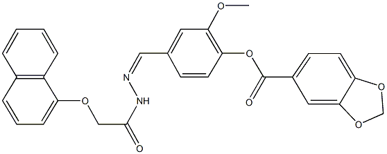 2-methoxy-4-{2-[(1-naphthyloxy)acetyl]carbohydrazonoyl}phenyl 1,3-benzodioxole-5-carboxylate 구조식 이미지