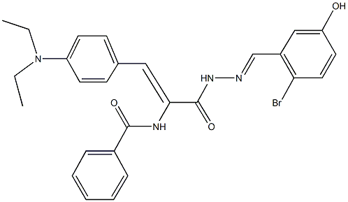 N-{1-{[2-(2-bromo-5-hydroxybenzylidene)hydrazino]carbonyl}-2-[4-(diethylamino)phenyl]vinyl}benzamide 구조식 이미지