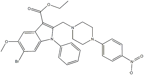 ethyl 6-bromo-2-[(4-{4-nitrophenyl}-1-piperazinyl)methyl]-5-methoxy-1-phenyl-1H-indole-3-carboxylate Structure