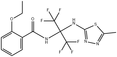 2-ethoxy-N-[2,2,2-trifluoro-1-[(5-methyl-1,3,4-thiadiazol-2-yl)amino]-1-(trifluoromethyl)ethyl]benzamide 구조식 이미지