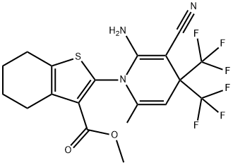 methyl 2-[2-amino-3-cyano-6-methyl-4,4-bis(trifluoromethyl)-1(4H)-pyridinyl]-4,5,6,7-tetrahydro-1-benzothiophene-3-carboxylate 구조식 이미지