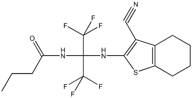 N-[1-[(3-cyano-4,5,6,7-tetrahydro-1-benzothien-2-yl)amino]-2,2,2-trifluoro-1-(trifluoromethyl)ethyl]butanamide 구조식 이미지