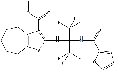 methyl 2-{[2,2,2-trifluoro-1-(2-furoylamino)-1-(trifluoromethyl)ethyl]amino}-5,6,7,8-tetrahydro-4H-cyclohepta[b]thiophene-3-carboxylate Structure