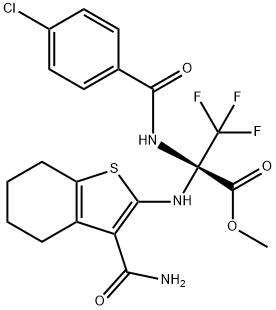 methyl 2-{[3-(aminocarbonyl)-4,5,6,7-tetrahydro-1-benzothien-2-yl]amino}-2-[(4-chlorobenzoyl)amino]-3,3,3-trifluoropropanoate Structure