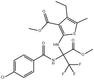 methyl 2-{[1-[(4-chlorobenzoyl)amino]-2,2,2-trifluoro-1-(methoxycarbonyl)ethyl]amino}-4-ethyl-5-methyl-3-thiophenecarboxylate 구조식 이미지