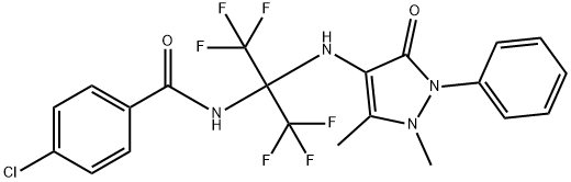 4-chloro-N-[1-[(1,5-dimethyl-3-oxo-2-phenyl-2,3-dihydro-1H-pyrazol-4-yl)amino]-2,2,2-trifluoro-1-(trifluoromethyl)ethyl]benzamide Structure