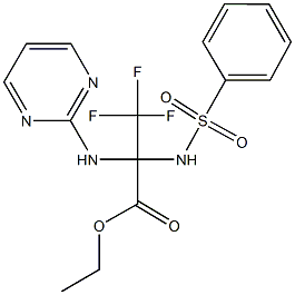 ethyl 3,3,3-trifluoro-2-[(phenylsulfonyl)amino]-2-(2-pyrimidinylamino)propanoate 구조식 이미지