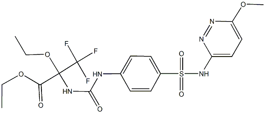 ethyl 2-ethoxy-3,3,3-trifluoro-2-{[(4-{[(6-methoxy-3-pyridazinyl)amino]sulfonyl}anilino)carbonyl]amino}propanoate Structure