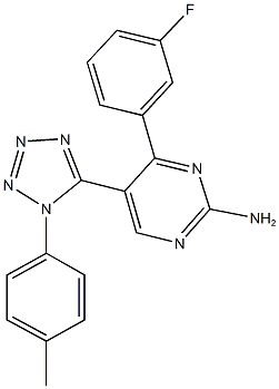 4-(3-fluorophenyl)-5-[1-(4-methylphenyl)-1H-tetraazol-5-yl]-2-pyrimidinamine 구조식 이미지