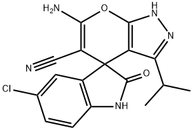 6-amino-5'-chloro-5-cyano-3-isopropyl--2'-oxo-1,1',3',4-tetrahydrospiro[pyrano[2,3-c]pyrazole-4,3'-(2'H)-indole] Structure