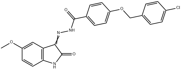 4-[(4-chlorobenzyl)oxy]-N'-(5-methoxy-2-oxo-1,2-dihydro-3H-indol-3-ylidene)benzohydrazide Structure