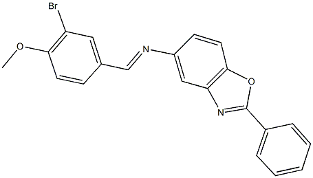 N-(3-bromo-4-methoxybenzylidene)-N-(2-phenyl-1,3-benzoxazol-5-yl)amine 구조식 이미지