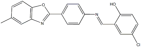 4-chloro-2-({[4-(5-methyl-1,3-benzoxazol-2-yl)phenyl]imino}methyl)phenol Structure