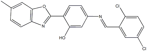 5-[(2,5-dichlorobenzylidene)amino]-2-(6-methyl-1,3-benzoxazol-2-yl)phenol Structure