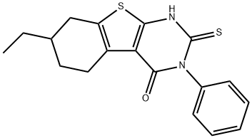 7-ethyl-3-phenyl-2-sulfanyl-5,6,7,8-tetrahydro[1]benzothieno[2,3-d]pyrimidin-4(3H)-one 구조식 이미지