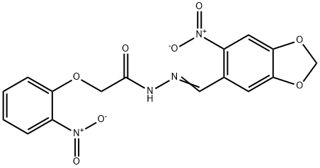 N'-({6-nitro-1,3-benzodioxol-5-yl}methylene)-2-{2-nitrophenoxy}acetohydrazide 구조식 이미지