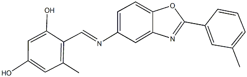 5-methyl-4-({[2-(3-methylphenyl)-1,3-benzoxazol-5-yl]imino}methyl)-1,3-benzenediol Structure