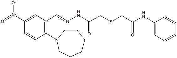 2-{[2-(2-{2-(1-azepanyl)-5-nitrobenzylidene}hydrazino)-2-oxoethyl]sulfanyl}-N-phenylacetamide Structure