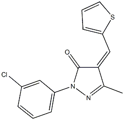 2-(3-chlorophenyl)-5-methyl-4-(2-thienylmethylene)-2,4-dihydro-3H-pyrazol-3-one 구조식 이미지