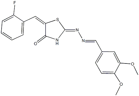 3,4-dimethoxybenzaldehyde [5-(2-fluorobenzylidene)-4-oxo-1,3-thiazolidin-2-ylidene]hydrazone 구조식 이미지