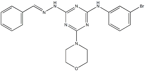 benzaldehyde [4-(3-bromoanilino)-6-(4-morpholinyl)-1,3,5-triazin-2-yl]hydrazone 구조식 이미지