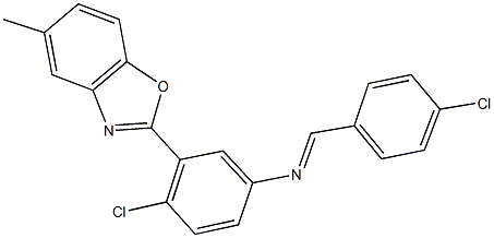 N-(4-chlorobenzylidene)-N-[4-chloro-3-(5-methyl-1,3-benzoxazol-2-yl)phenyl]amine Structure