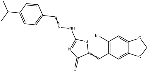 4-isopropylbenzaldehyde {5-[(6-bromo-1,3-benzodioxol-5-yl)methylene]-4-oxo-1,3-thiazolidin-2-ylidene}hydrazone 구조식 이미지