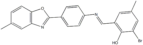 2-bromo-4-methyl-6-({[4-(5-methyl-1,3-benzoxazol-2-yl)phenyl]imino}methyl)phenol 구조식 이미지