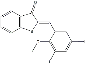 2-(3,5-diiodo-2-methoxybenzylidene)-1-benzothiophen-3(2H)-one Structure