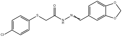 N'-(1,3-benzodioxol-5-ylmethylene)-2-[(4-chlorophenyl)sulfanyl]acetohydrazide 구조식 이미지