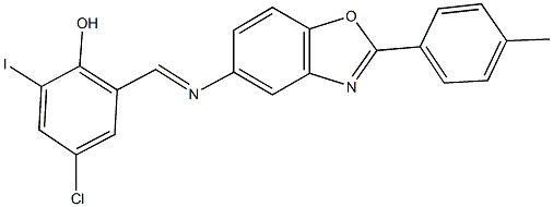 4-chloro-2-iodo-6-({[2-(4-methylphenyl)-1,3-benzoxazol-5-yl]imino}methyl)phenol Structure