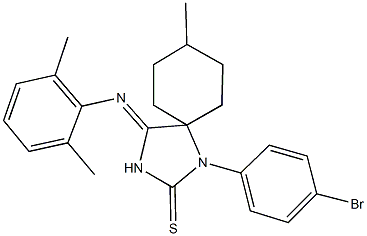 1-(4-bromophenyl)-4-[(2,6-dimethylphenyl)imino]-8-methyl-1,3-diazaspiro[4.5]decane-2-thione 구조식 이미지