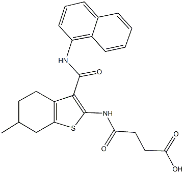 4-({6-methyl-3-[(1-naphthylamino)carbonyl]-4,5,6,7-tetrahydro-1-benzothien-2-yl}amino)-4-oxobutanoic acid 구조식 이미지