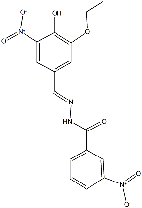 N'-{3-ethoxy-4-hydroxy-5-nitrobenzylidene}-3-nitrobenzohydrazide 구조식 이미지