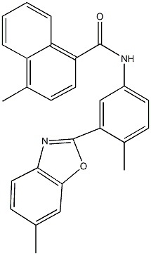 4-methyl-N-[4-methyl-3-(6-methyl-1,3-benzoxazol-2-yl)phenyl]-1-naphthamide Structure