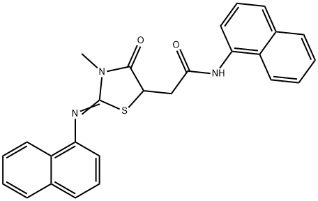 2-[3-methyl-2-(1-naphthylimino)-4-oxo-1,3-thiazolidin-5-yl]-N-(1-naphthyl)acetamide 구조식 이미지